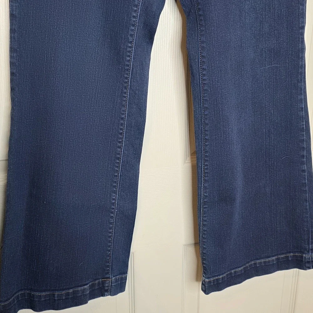 Lands End Womens Wide‎ Leg Trouser Denim Jeans Size 8 Dark Wash